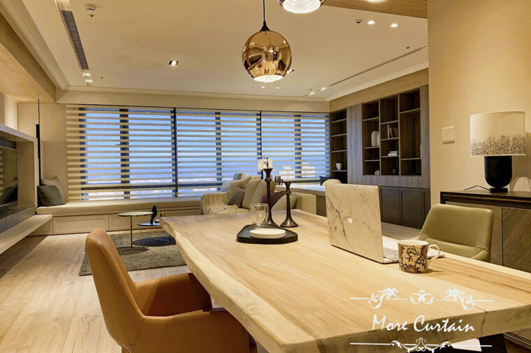 台北新莊窗簾推薦，調光簾的寬闊視野為室內凸顯大器氛圍
