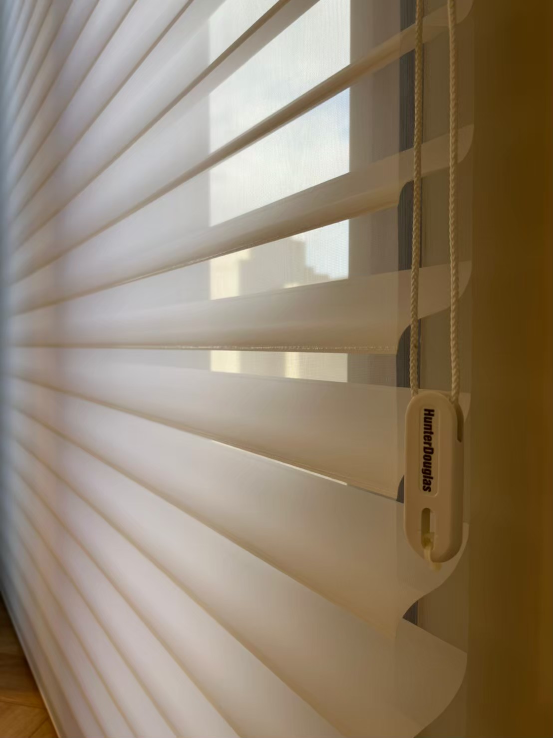 絲柔百葉是一種創新的雙層布百葉簾，與調光簾有異曲同工的類似機能